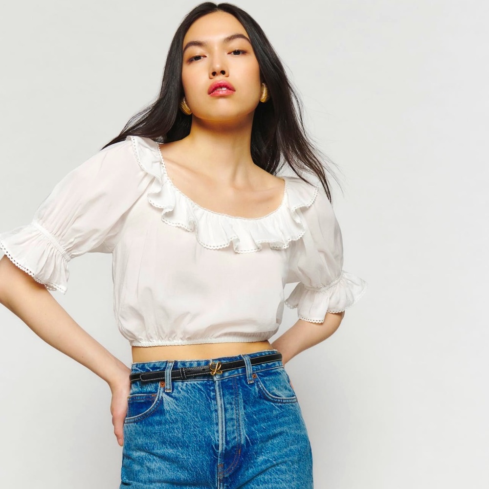 Reformation Cambri Top‎ Blouse White